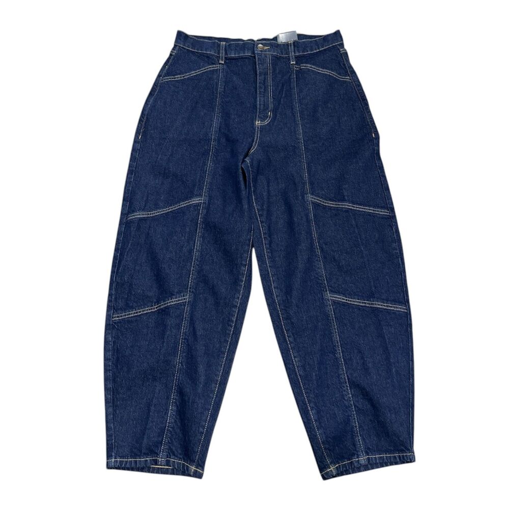 Blue Cropped Ankle Jeans with Relaxed Fit
